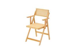 Chaise pliante en bois Petites chaises de salle à manger familiales, siège dossier en bambou naturel, tabouret Dressing résine rotin tissé, rangement pliable, meubles modernes(Style2-primary color)