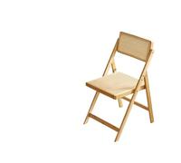 Chaise pliante en bois Petites chaises de salle à manger familiales, siège dossier en bambou naturel, tabouret Dressing résine rotin tissé, rangement pliable, meubles modernes(Style3-primary color)