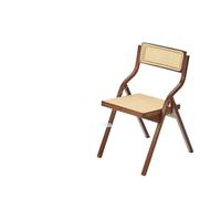 Chaise pliante en bois Petites chaises de salle à manger familiales, siège dossier en bambou naturel, tabouret Dressing résine rotin tissé, rangement pliable, meubles modernes(Style1-tea color)