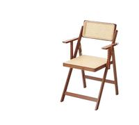 Chaise Pliante En Bois Petites chaises de salle à manger familiales, siège dossier en bambou naturel, tabouret Dressing résine rotin tissé, rangement pliable, meubles modernes(Style2-tea color)