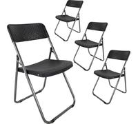 Chaise pliante en métal, design rotin - set de 4 pièces / charge max. 120 kg - chaise d'appoint de jardin (4 pièces)