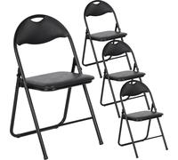 Chaise pliante en métal H.J WeDoo, capacité de charge 120kg, lot de 4 avec rembourrage en PVC et dossier. Chaise pliante confortable pour les invités, la cuisine, le camping