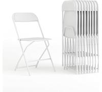 Chaise pliante en plastique Flash Furniture Hercules Series, blanche, paquet de 10, capacité de charge 650LB, chaise d'événement confortable, chaise pliante légère