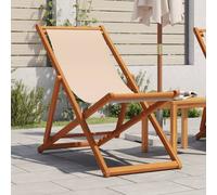 Chaises de plage pliantes lot de 2 beige tissu et bois massif, chaise longue, chaise d'extérieur, siège d'extérieur, 3214498