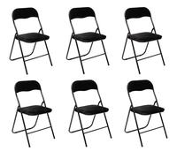 Chaise Pliante en Velours Noir - Lot De 6 Chaises Pliables