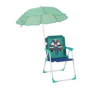 Chaise pliante enfant Relaxdays, camping avec parasol, 51,5 x 36 x 37,5 cm, motif policier, multicolore, extérieur