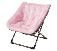 Chaise Pliante, Fauteuil De Sol, Canapé Paresseux En Fausse Fourrure | 79H×70L×34Pcm Sans Montage, Chaise Lune pour Salon, Chambre, Salle de Jeux, Adulte et Enfant, Cadre en Métal Or Charge 136 kg