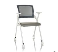 Chaise pliante - hjh OFFICE - PRIORITY II W PU - Gris - simili cuir/tissu à maille