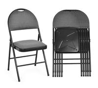 Chaise Pliante Intérieur Lot de 4 - RELAX4LIFE - Siège Rembourré - Chaise de Conférence en Métal - Tissu Doux - Charge 120KG - Gris