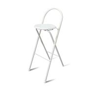 Chaise pliante légère avec barre arrière Portable High Bar Stool 60/24in No Assembly Required Nonslip Pads Ideal for Kitchen Dining Living Room and Bar (White)