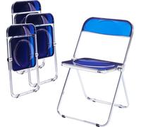 Chaise pliante 'Pornainen' set de 4 pièces structure acier bleu foncé, transparent