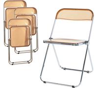 Chaise pliante 'Pornainen' set de 4 pièces structure acier orange, transparent