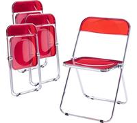Chaise pliante 'Pornainen' set de 4 pièces structure acier rouge, transparent