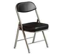 Chaise pliante portable avec coussin doux, capacité de charge de 150 kg, cuir PU, pieds antidérapants, design peu encombrant pour la maison, les réunions et les événements (blanc)