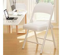 Chaise pliante portable avec dossier 79 cm, tabouret rembourré pour bureau, intérieur et extérieur, design léger et compact, solution de siège pliante blanche