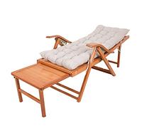 Chaise pliante portable en bambou réglable avec coussin amovible Idéal pour l'été extérieur Balcon Relaxation