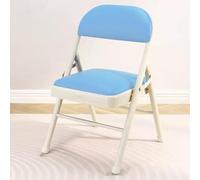 Chaise pliante portable légère avec cadre en métal rembourré pour plus de confort, design multicolore pour intérieur et extérieur, idéal pour la maison et le bureau (blanc + bleu clair)