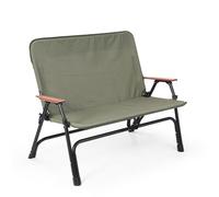 Chaise pliante portable pour 2 personnes avec accoudoirs en bois confortable, pas de montage nécessaire, idéale pour terrasse, pique-nique, plage, randonnée, vert, taille L