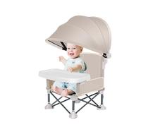 Chaise Pliante Portable Pour Camping, Chaise Haute Voyageuse - Chaise D'Alimentation Pliable Avec Parasol UV, Alliage D'Aluminium Robuste -Pour Cuisine Portative,Fêtes Familiales,Camping En Plein Air