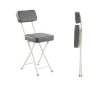 Chaise Pliante Portable, Tabouret de Cuisine Carré avec Siège Rembourré, 48cm/19in Tabouret Pliable avec Dossier pour l'Entraînement, Les Dortoirs, l'Écriture, la Dînette (Color : Gray)