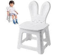 Chaise pliante pour enfants, escabeau pliable en plastique avec support arrière en oreilles de lapin, chaise pour tout-petits avec poignée intégrée, portable pour salon, cuisine, salle de bain