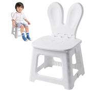 Chaise pliante pour enfants, escabeau pliable en plastique avec support arrière en oreilles de lapin, chaise robuste pour tout-petits avec poignée intégrée, portable pour salon, cuisine, salle de bai