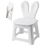 Chaise pliante pour enfants, tabouret marchepied pliable en plastique avec support dorsal en oreilles de lapin, chaise robuste pour tout-petits avec poignée intégrée, portable pour salon, cuisine