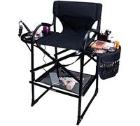Chaise pliante pour maquilleur d'extérieur / chaise haute directrice portable en aluminium / avec appui-tête et repose-pieds / convient pour le camping, la pelouse et les moulages de films