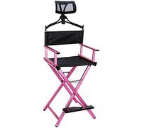 Chaise pliante pour maquilleur d'extérieur / chaise haute directrice portable en aluminium / avec appui-tête et repose-pieds / convient pour le camping, la pelouse et les moulages de films