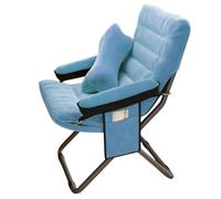 Chaise pliante réglable en hauteur avec sto kets - Chaise de table moderne pour salon, chambre, bureau, balcon - Siège portable bleu