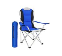 Chaise pliante rembourrée en polyester avec sac de transport, bleu