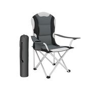 Chaise de camping - TECTAKE - 1 fauteuil pliable rembourré avec porte-boissons 60 x 88 x 110 cm et sac de transport - Gris