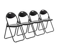 Chaise pliante rembourrée - pour le bureau - entièrement noire - lot de 4