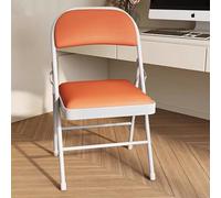 Chaise pliante rembourrée ultra épaisse - Chaise de bureau confortable en métal avec coussin doux pour une utilisation en intérieur, design pliable, parfait pour bureau d'ordinateur, noir et orange