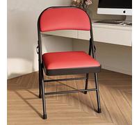 Chaise pliante rembourrée ultra épaisse - Chaise de bureau confortable en métal avec coussin doux pour une utilisation en intérieur - Siège pliable portable rouge (79 x 47 x 45 cm)