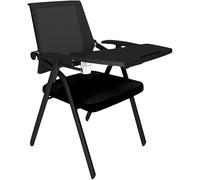 Chaise pliante robuste avec dossier en maille avec accoudoirs et tableau d'écriture - Assise de bureau confortable pour le soutien et le gain de place