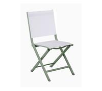 PROLOISIRS Chaise pliante - THEMA - Aluminium époxy amande - Toile TPEP chiné blanc