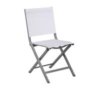Chaise pliante - THEMA - Aluminium époxy gris - Toile TPEP chiné blanc