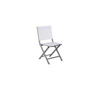 Chaise pliante - THEMA - Aluminium époxy gris - Toile TPEP chiné blanc