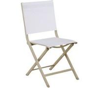 Chaise pliante - THEMA - Aluminium époxy sand - Toile TPEP chiné blanc