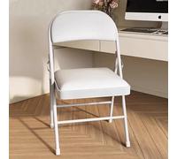 Chaise pliante ultra confortable avec siège rembourré épais - Chaise de bureau en métal intérieur/bureau, coussin doux, compacte et portable, noir/blanc, 79 x 47 x 45 cm
