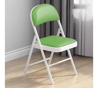 Chaise pliante ultra rembourrée en métal pour l'extérieur et la maison, chaise de bureau pour étudiants, siège vert confortable avec cadre blanc, design portable et élégant pour un rangement facile