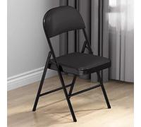 Chaise pliante ultra rembourrée pour l'extérieur et le bureau à domicile, chaise pliable en métal confortable pour étudiants (cadre noir, coussin noir)