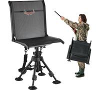 Chaise pliante VEVOR Chaise de camping Chaise de pêcheur avec cadre en acier, chaise pliante réglable en hauteur Chaise de jardin (charge maximale 158 kg) rotation silencieuse à 360°, 420-625 mm (haut