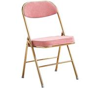 Chaise Pliante ZYCSH Velours Côtelé Mode Rétro, Chaise De Salle À Manger, Coussin Épaissi, 150 Kg/330,7 LB (Rose, 82 * 43 * 46cm)