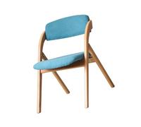 Chaise portable pliable en bois massif pour la maison, le bureau et la salle à manger - Tabouret d'ordinateur compact et léger en bleu - Solution idéale pour économiser de l'espace