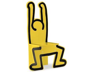 Chaise Pouf Graphique Dessin Iconique Jaune Keith Haring Enfant Dès 3 Ans | Fabrication française authentique | assise robuste et confortable | design graphique et coloré | idée cadeau ludique et malin