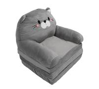 Chaise pour Enfant en Forme de Chat, Canapé-lit Pliable en Peluche, Gris, fabriqué en Peluche et en éponge, Idéal pour Lire, Regarder la Télévision, Se Reposer (3 Couches)