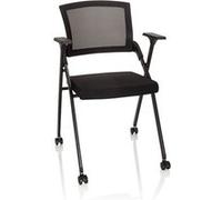 hjh OFFICE Chaise Visiteur Pliante Priority II Tissu/Filet Noir Chaise Pliante de conférence pouvant Supporter jusqu'à 150kg, avec roulettes