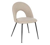 Chaise de Table Assise Beige chiné et Pied en métal Noir H 81 cm - Atmosphera